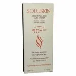 Étui blanc Soluskin crème solaire texture invisible SPF 50+ 50 ml
