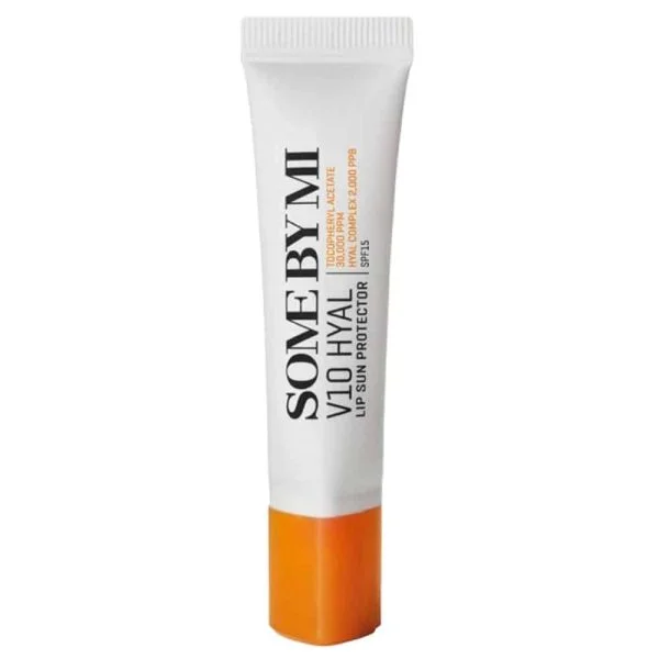 Tube blanc Some By Mi V10 Hyal Lip Sun Protector SPF15 à embout orange