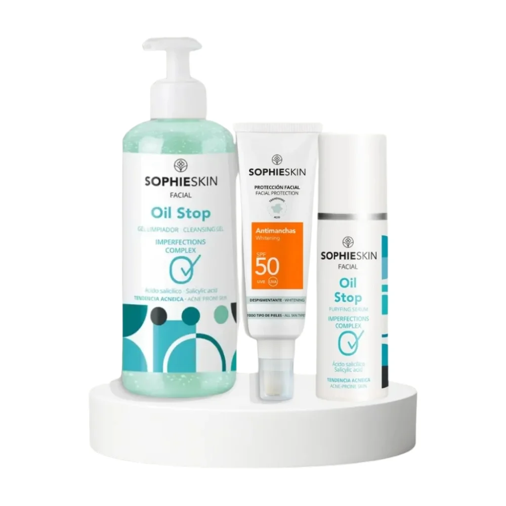 sophieskin-routine-oil-stop-gel-ecran-solaire-oil-stop-serum.jpg Coffret Sophieskin gel Oil Stop, crème solaire Antimanchas SPF50 et sérum Oil Stop
