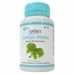 Flacon blanc bouchon turquoise Spirit Ginkgo Biloba 90 gélules feuilles vertes