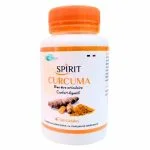 Flacon blanc Spirit Curcuma bouchon orange rhizome et poudre 60 gélules