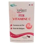 Étui blanc et rouge Spirit Fer Vitamine C 30 gélules symbole Fe