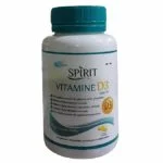 Flacon blanc Spirit Vitamine D3 à bouchon turquoise, capsules molles jaunes