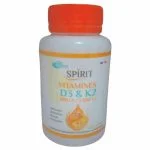 Flacon blanc Spirit Vitamines D3 et K2 à bouchon orange, 60 capsules