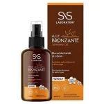 Flacon spray et étui marron d'huile bronzante SS Laboratory monoï et citron 100 ml