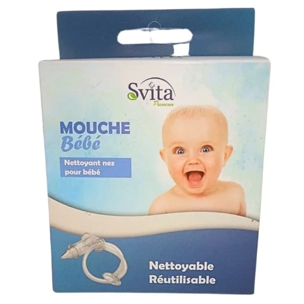 Boîte Svita Premium Mouche Bébé avec bébé souriant et aspirateur nasal
