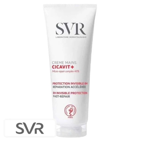 Tube blanc SVR Cicavit+ crème mains protection invisible 8h 75 g