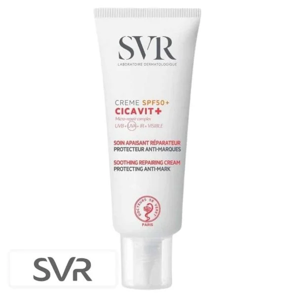 Tube blanc SVR Cicavit+ crème SPF50+ soin apaisant réparateur 40 ml
