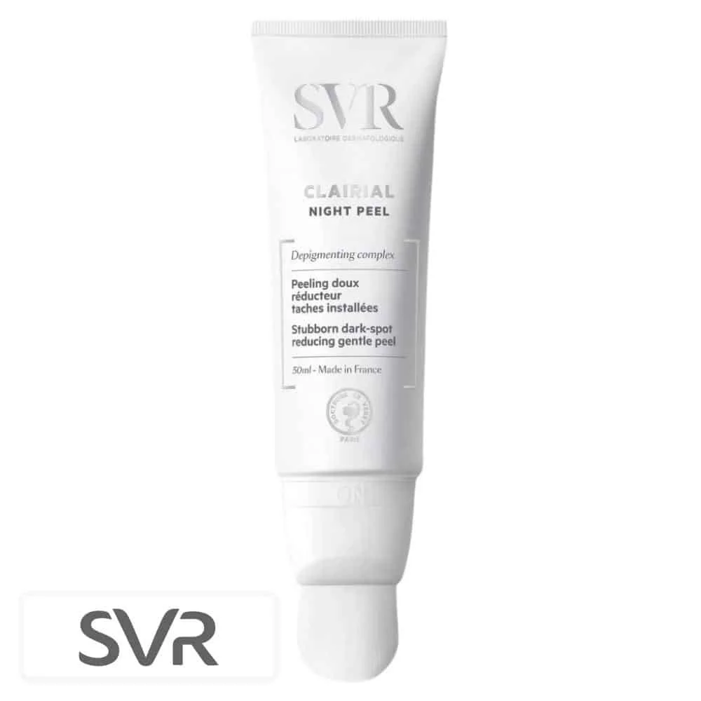 svr-clairial-night-peel-peeling-doux-reducteur-taches-installees-50ml.jpg Tube blanc SVR Clairial Night Peel peeling doux avec embout pinceau