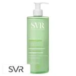 Flacon pompe vert SVR Sebiaclear Gel Moussant 400ml sur fond blanc