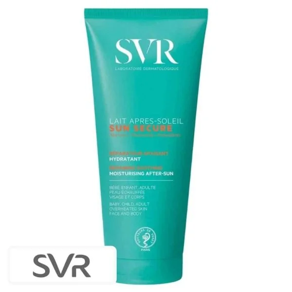 Tube turquoise SVR Sun Secure Lait après-soleil réparateur apaisant 200ml