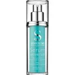Flacon pompe turquoise Synbionyme Sérum universel force et éclat, capot transparent
