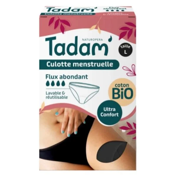 Tadam’ Culotte Menstruelle Lavable Et Réutilisable Ultra Confort Flux Abondant Taille L Bio 1u