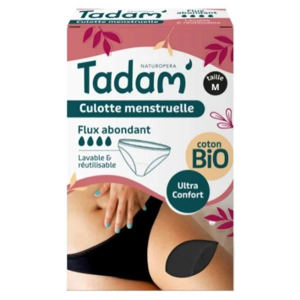 Tadam’ Culotte Menstruelle Lavable Et Réutilisable Ultra Confort Flux Abondant Taille M Bio 1u