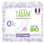 Paquet mauve Tadam' Pour fuites urinaires Maxi x12 serviettes non-irritantes coton bio