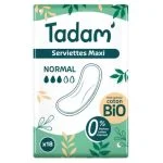 Paquet vert Tadam' Serviettes Maxi Normal x18, voile supérieur coton bio