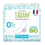 Paquet Tadam serviettes non-irritantes Extra pour fuites urinaires coton bio x10