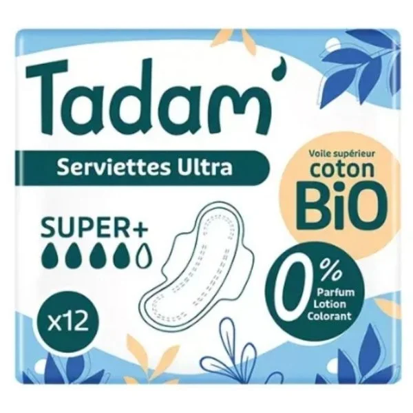 Tadam’ Serviettes Ultra Super+ Bio 12u
