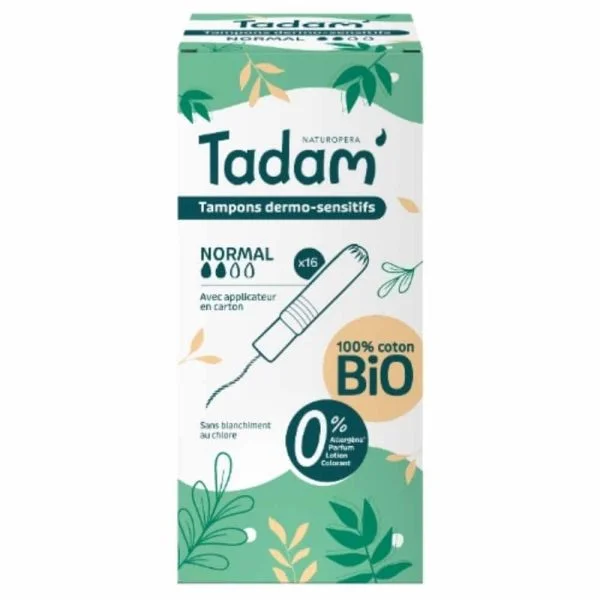 Tadam’ Tampons Dermo-sensitifs Avec Applicateur Normal Bio 16u