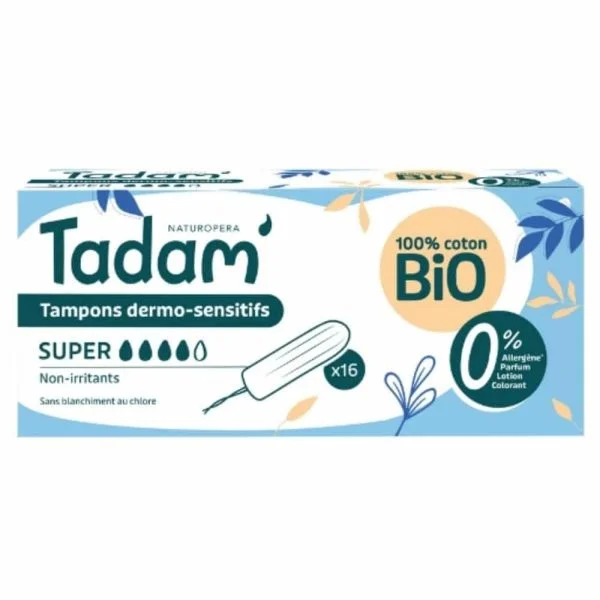 Tadam’ Tampons Dermo-sensitifs Non-irritants Super Bio 16u