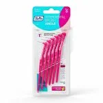 Blister de six brossettes interdentaires TePe Angle roses, manche long et tête coudée