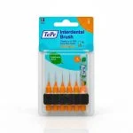 Blister de six brossettes interdentaires TePe Original oranges avec étui de transport
