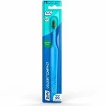 Brosse à dents TePe Colour Compact bleu sous blister, petite tête à brins verts