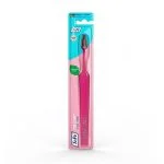 Brosse à dents TePe Colour rose sous blister rose, brins verts et roses