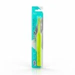 Brosse à dents TePe à manche vert et tête étroite, sous blister turquoise