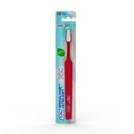 Brosse à dents TePe Special Care rouge sous blister, filaments blancs très denses