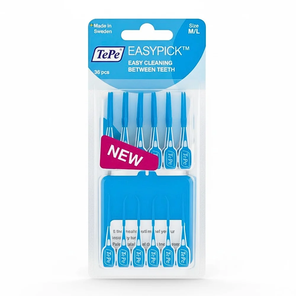 tepe-tepe-easypick-taille-m-l-bleu-36u.jpg Blister TePe EasyPick taille M/L, bâtonnets interdentaires bleus et étui
