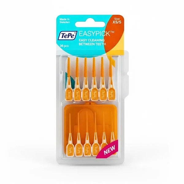 Bâtonnets interdentaires TePe EasyPick orange taille XS/S avec étui de rangement