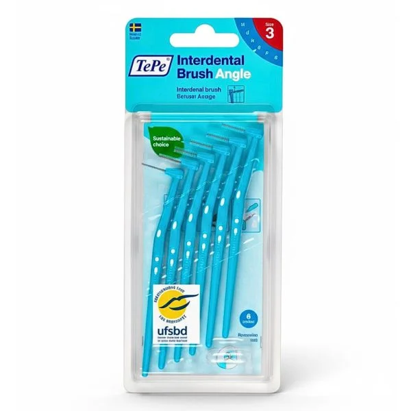 Blister de six brossettes interdentaires TePe Angle bleues de taille 3