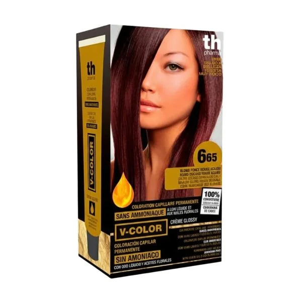 Coffret noir et doré th pharma V-Color 6.65 blond foncé rouge acajou