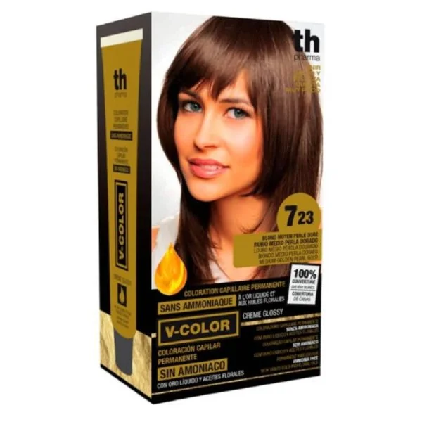Coffret coloration TH Pharma nuance 7.23, boîte noire et dorée avec tube