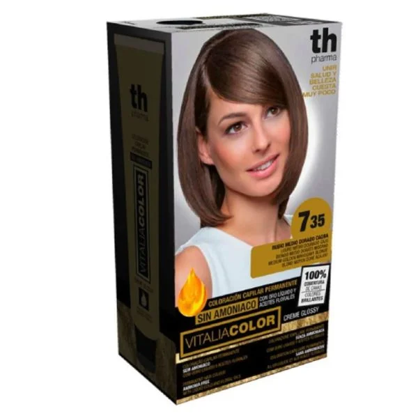 Coffret coloration TH Pharma nuance 7.35, boîte noire et dorée avec tube