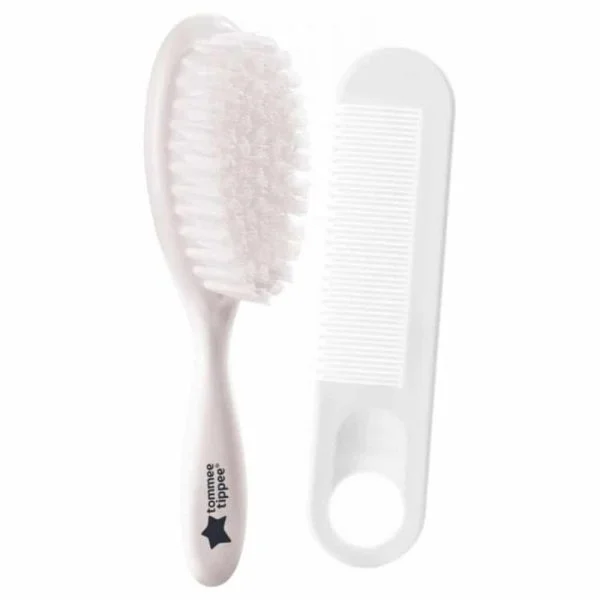 Brosse à poils souples et peigne blancs Tommee Tippee pour cheveux de bébé