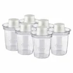 Six distributeurs de lait en poudre Tommee Tippee transparents avec couvercles blancs