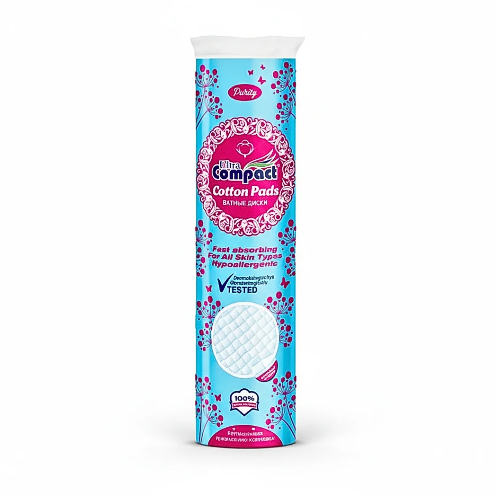 ultra-compact-cotton-disque-120-pieces.jpg Tube bleu et rose de disques de coton Ultra Compact Cotton Pads Purity