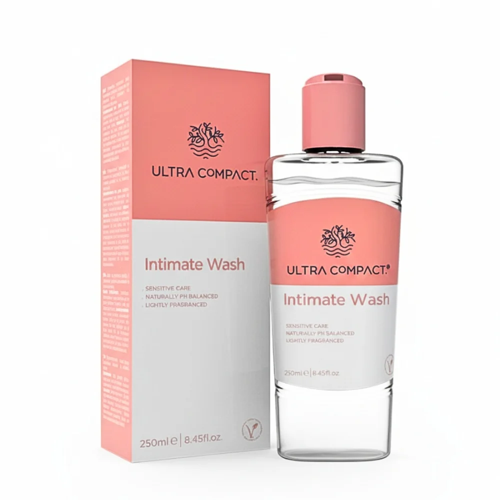 ultra-compact-gel-intimate-250ml.jpg Flacon et étui rose et blanc Ultra Compact Intimate Wash 250 ml