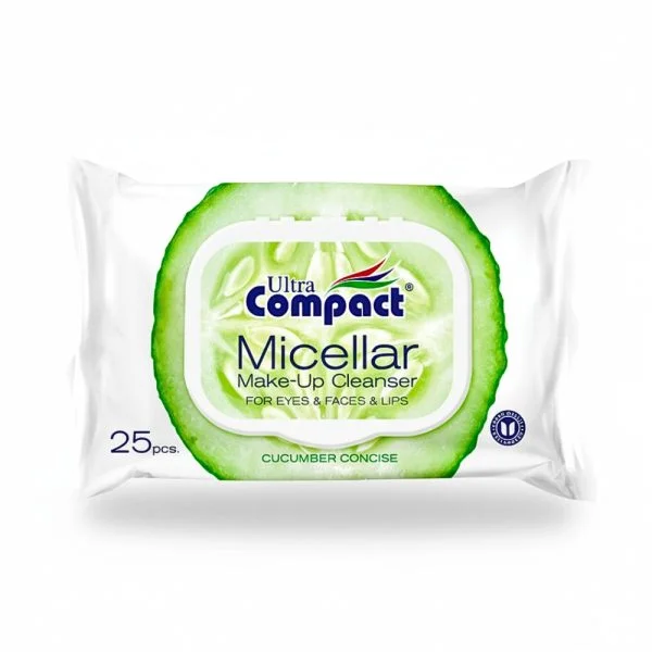 Paquet de 25 lingettes démaquillantes micellaires Ultra Compact au concombre