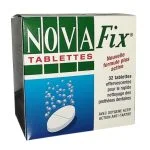 Boîte verte et blanche NovaFix Tablettes effervescentes 32 unités prothèses dentaires