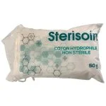 Sachet plastique Sterisoin coton hydrophile non stérile blanc 50 g