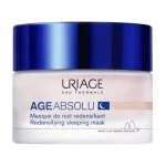 Pot blanc rosé à couvercle bleu Uriage Age Absolu masque de nuit redensifiant
