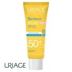 Tube jaune Uriage Bariésun crème teintée SPF50+ teinte claire peaux sensibles
