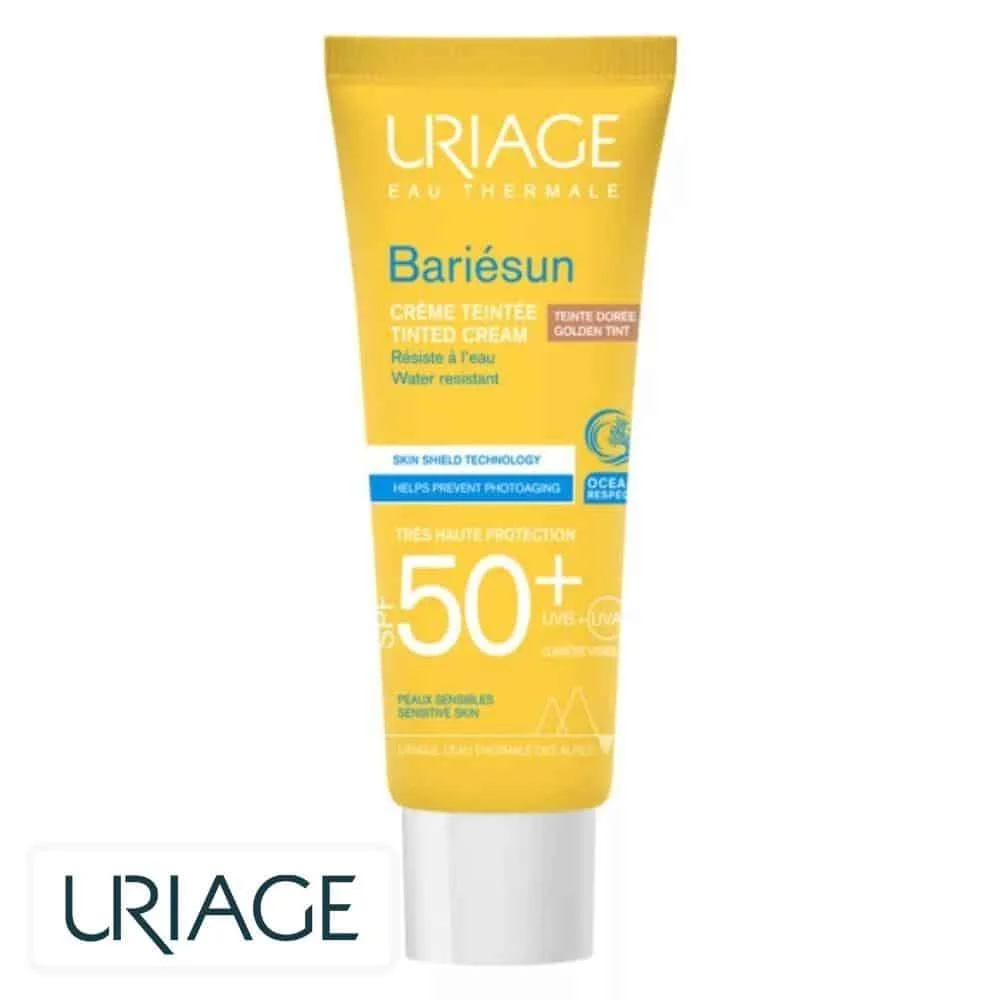uriage-bariesun-creme-teinte-doree-spf50-50ml.jpg Tube jaune Uriage Bariésun crème teintée dorée SPF50+ 50 ml