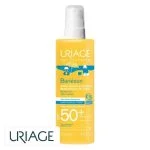 Flacon spray jaune Uriage Bariésun spray enfant hydratant SPF50+ 200 ml