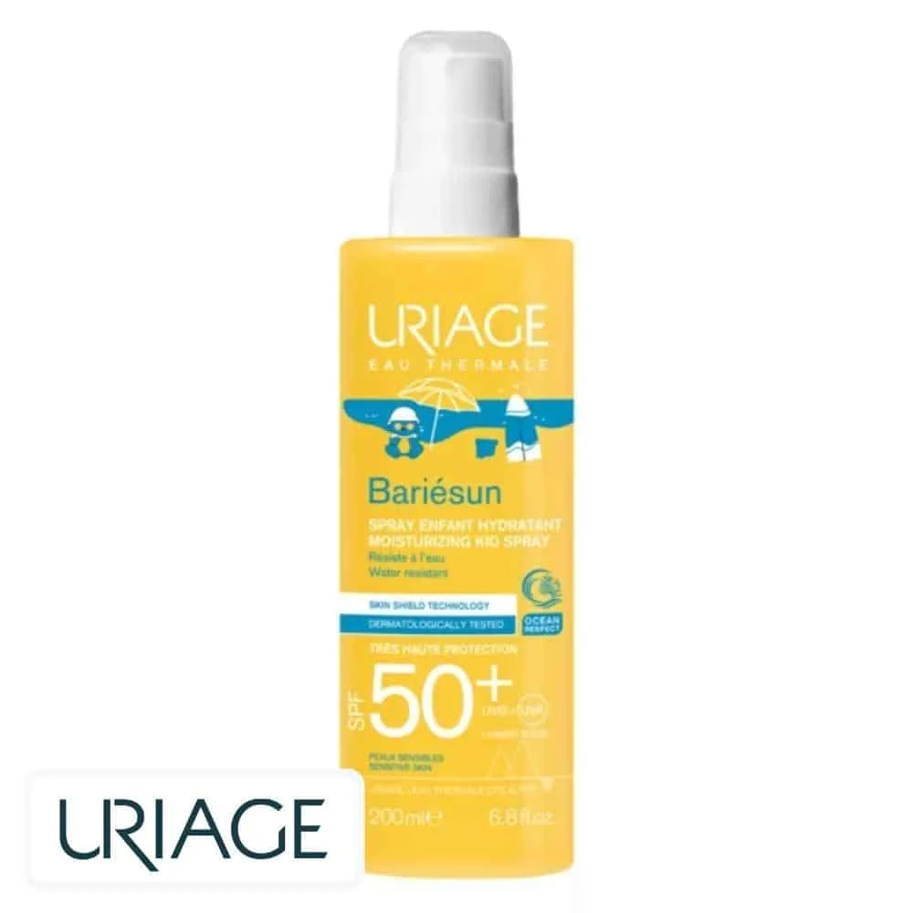 uriage-bariesun-spray-enfant-hydratant-spf50-200ml.jpg Flacon spray jaune Uriage Bariésun spray enfant hydratant SPF50+ 200 ml