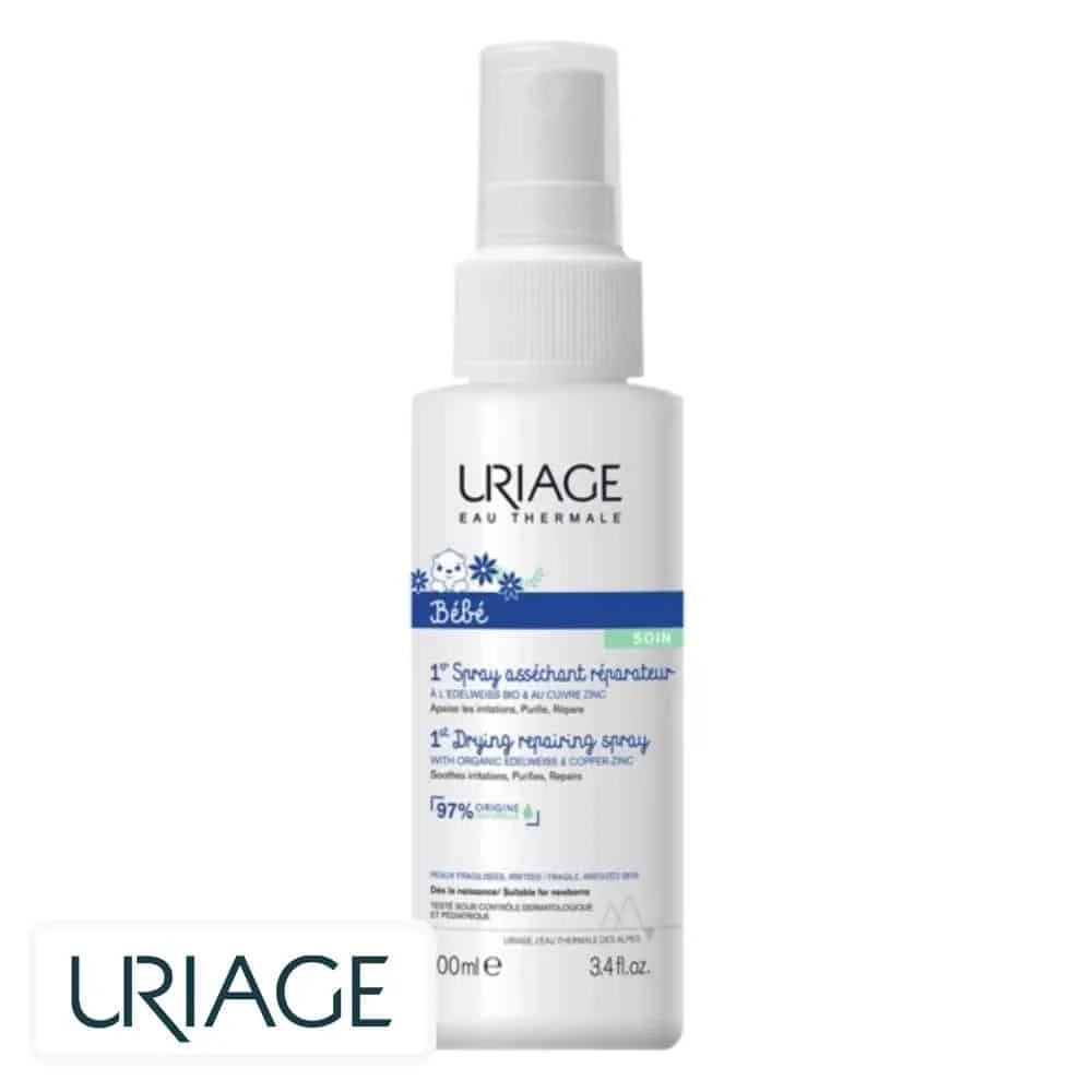 uriage-bebe-1er-spray-assechant-reparateur-100ml.jpg Flacon spray blanc Uriage Bébé 1er spray asséchant réparateur 100 ml