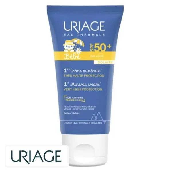 Tube bleu Uriage Bébé 1ère Crème Minérale SPF50+ de 50 ml